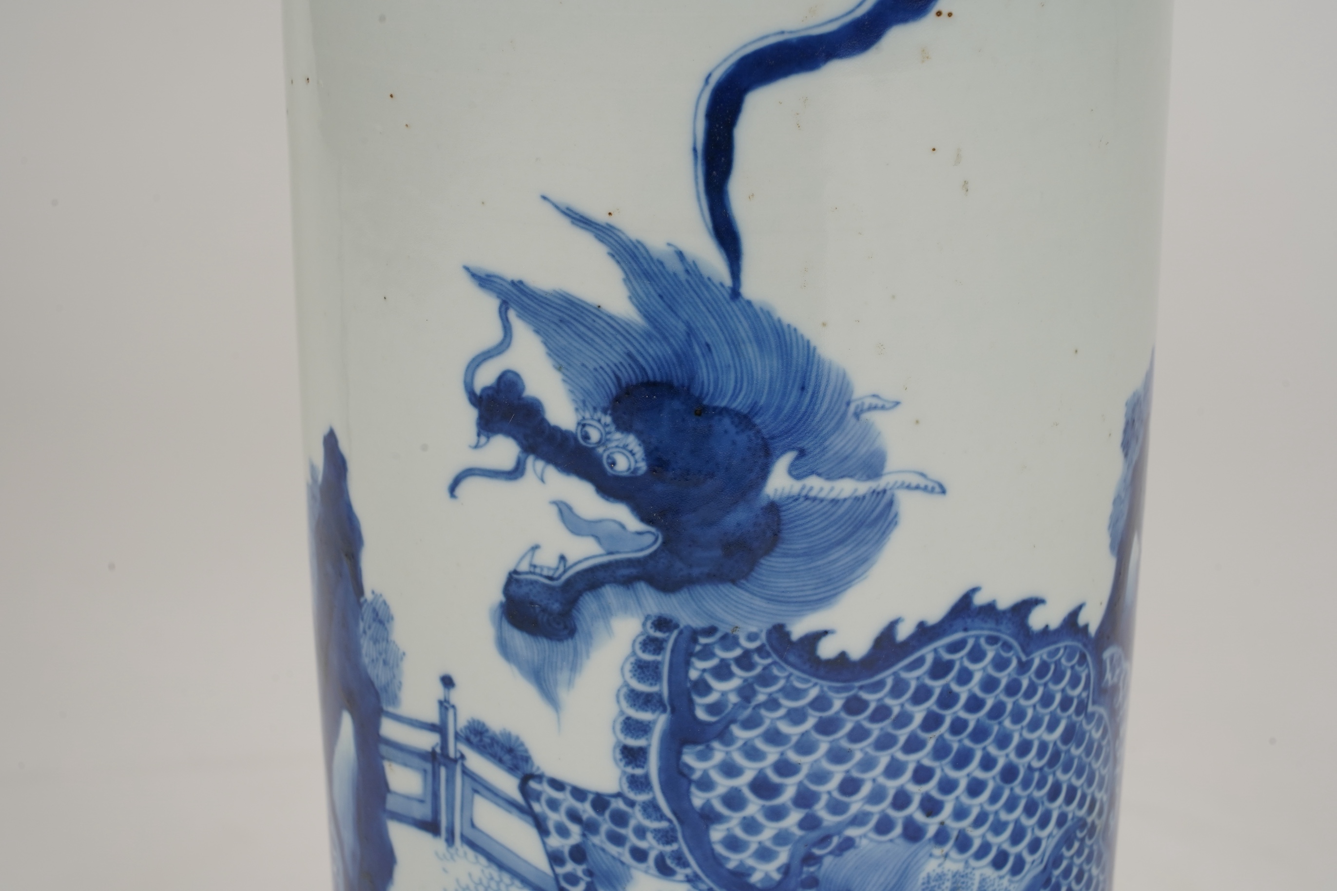 A Chinese blue and white ‘qilin’ rolwagen vase, possibly Chongzhen period (1627-1644)
